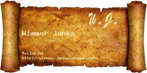 Wimmer Janka névjegykártya